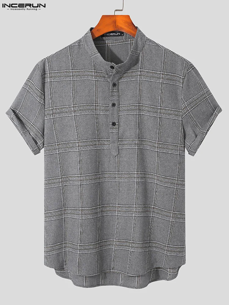 INCERUN Топы 2022 красивая хорошо облегающая Новая мужская блузка модная повседневная мужская рубашка в клетку с воротником-стойкой Мужская руб...
INCERUN Топы 2022 красивая хорошо облегающая Новая мужская блузка модная повседневная мужская рубашка в клетку с воротником-стойкой Мужская руб...