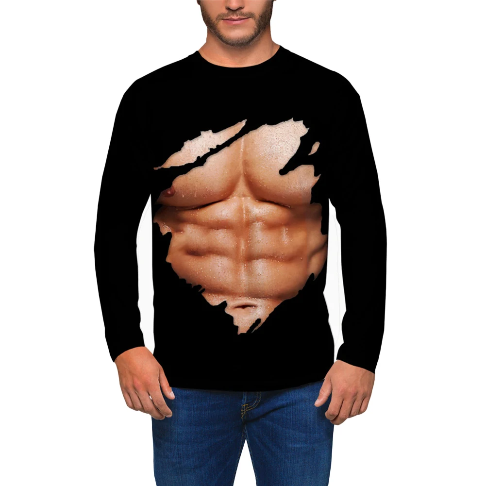 Men Long Sleeve Pullover Simulated Muscle Print Strong Muscle Tattoo T Shirt Crew Neck Blouse Activewear Top Tee Male T-shirts
Men Long Sleeve Pullover Simulated Muscle Print Strong Muscle Tattoo T Shirt Crew Neck Blouse Activewear Top Tee Male T-shirts