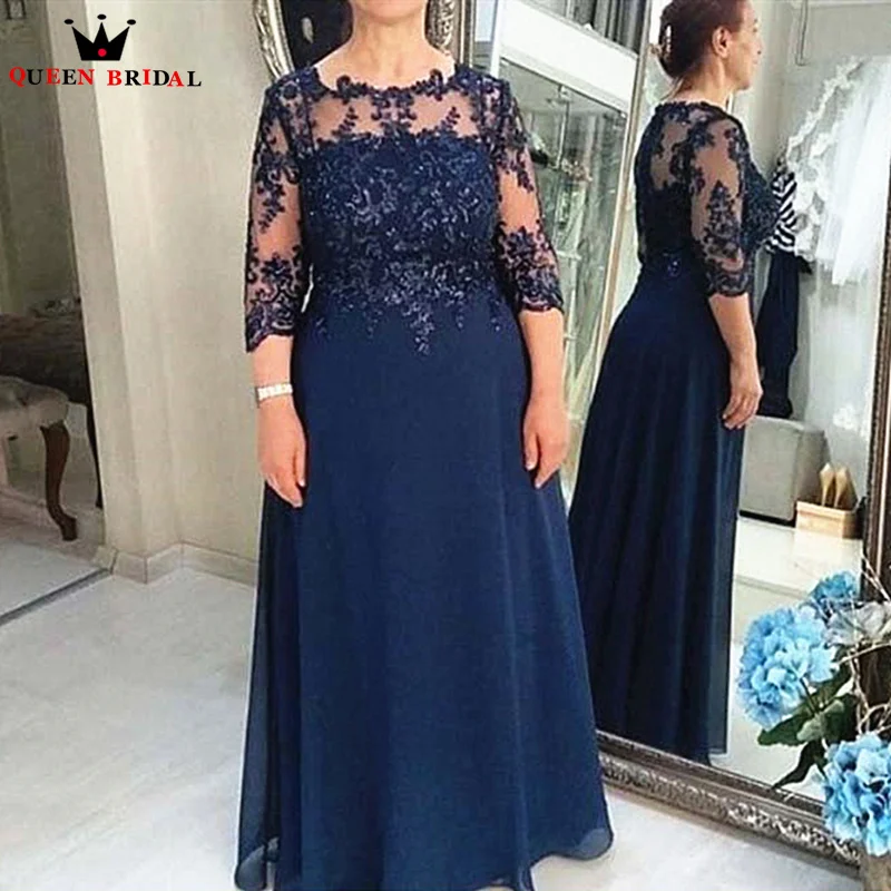 Navy Blue Elegant Mother of the Bride Dress Chiffon Three Quarter Lace Appliques vestido mae da noiva Plus Size Custom DT37
Navy Blue Elegant Mother of the Bride Dress Chiffon Three Quarter Lace Appliques vestido mae da noiva Plus Size Custom DT37