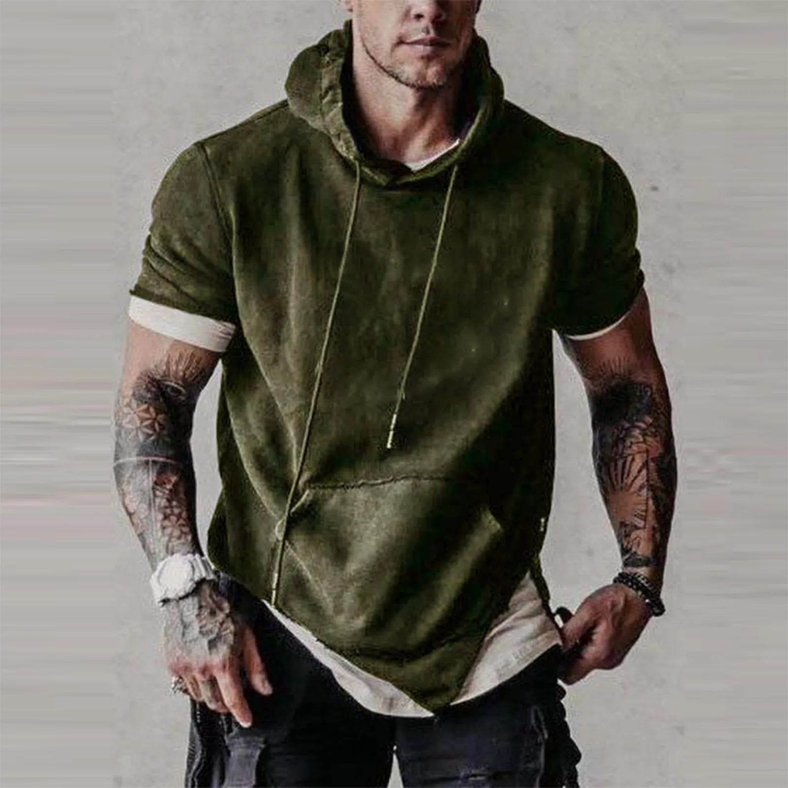 Men's Hooded T-shirt Summer Slim Basic Solid Color Streetwear Short Sleeve Round Neck Sweatshirt Fashion Casual Tee Top#G30
Men's Hooded T-shirt Summer Slim Basic Solid Color Streetwear Short Sleeve Round Neck Sweatshirt Fashion Casual Tee Top#G30