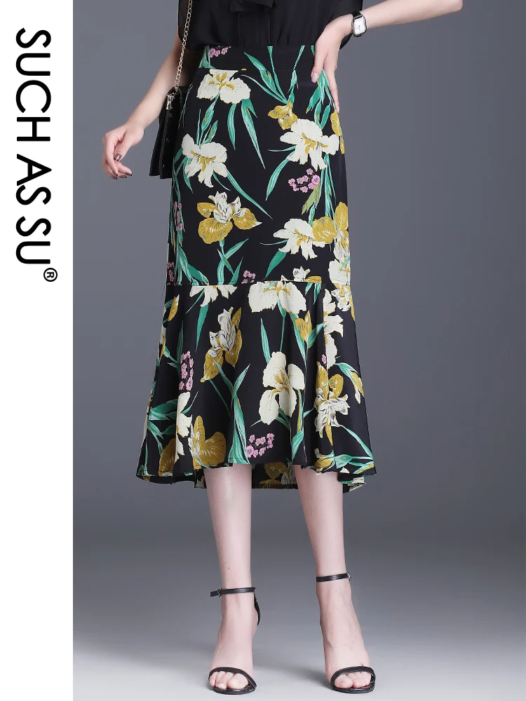 SUCH AS SU High Quality Women'S Summer 2022 Black Print Chiffon Mermaid High Waist Ruffle S-3XL Mid-Long Slim Female Skirt 9952
SUCH AS SU High Quality Women'S Summer 2022 Black Print Chiffon Mermaid High Waist Ruffle S-3XL Mid-Long Slim Female Skirt 9952