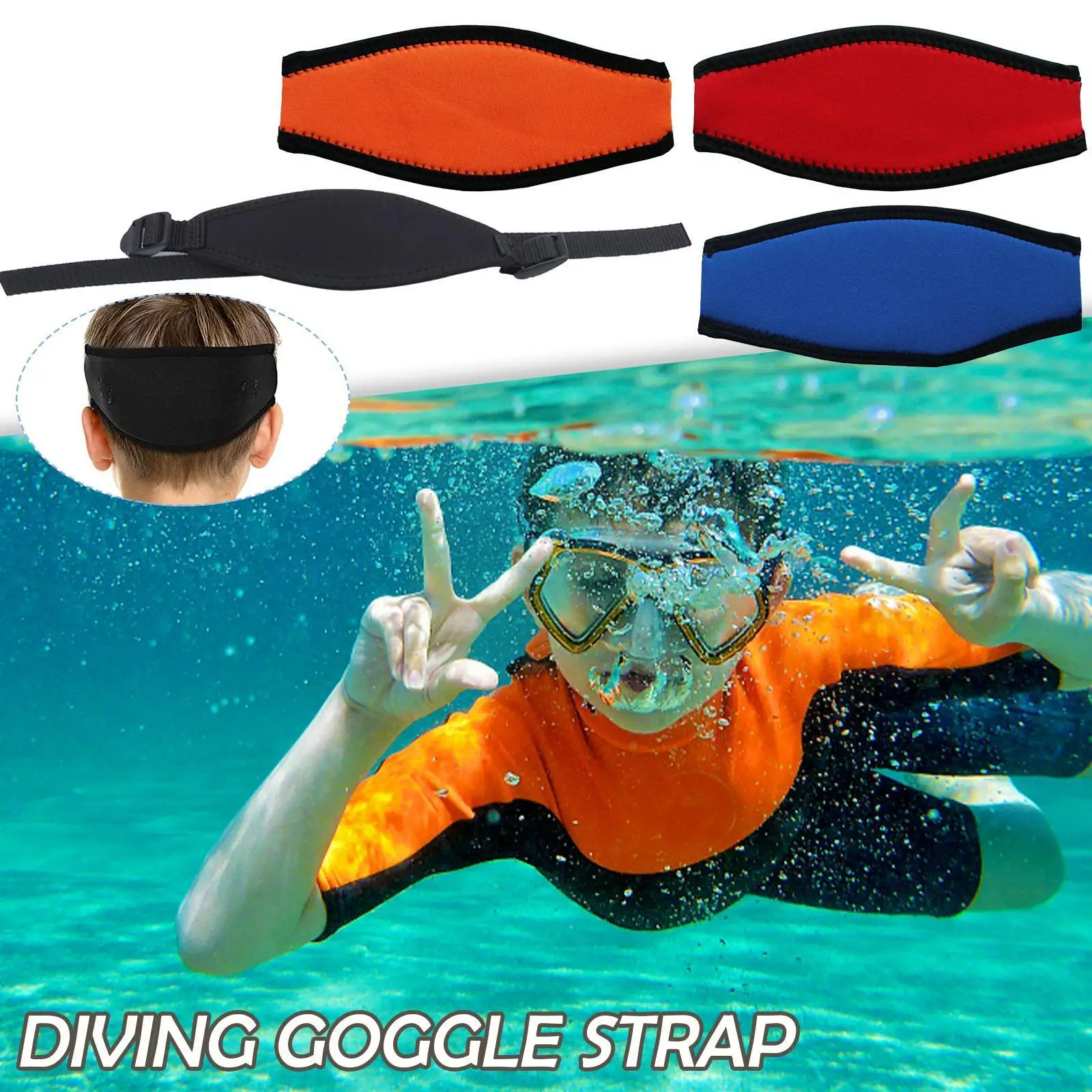 

Маска для подводного плавания с ремешком на голову, защитная крышка для волос, шапочка для подводного плавания, снаряжение для дайвинга и ны...