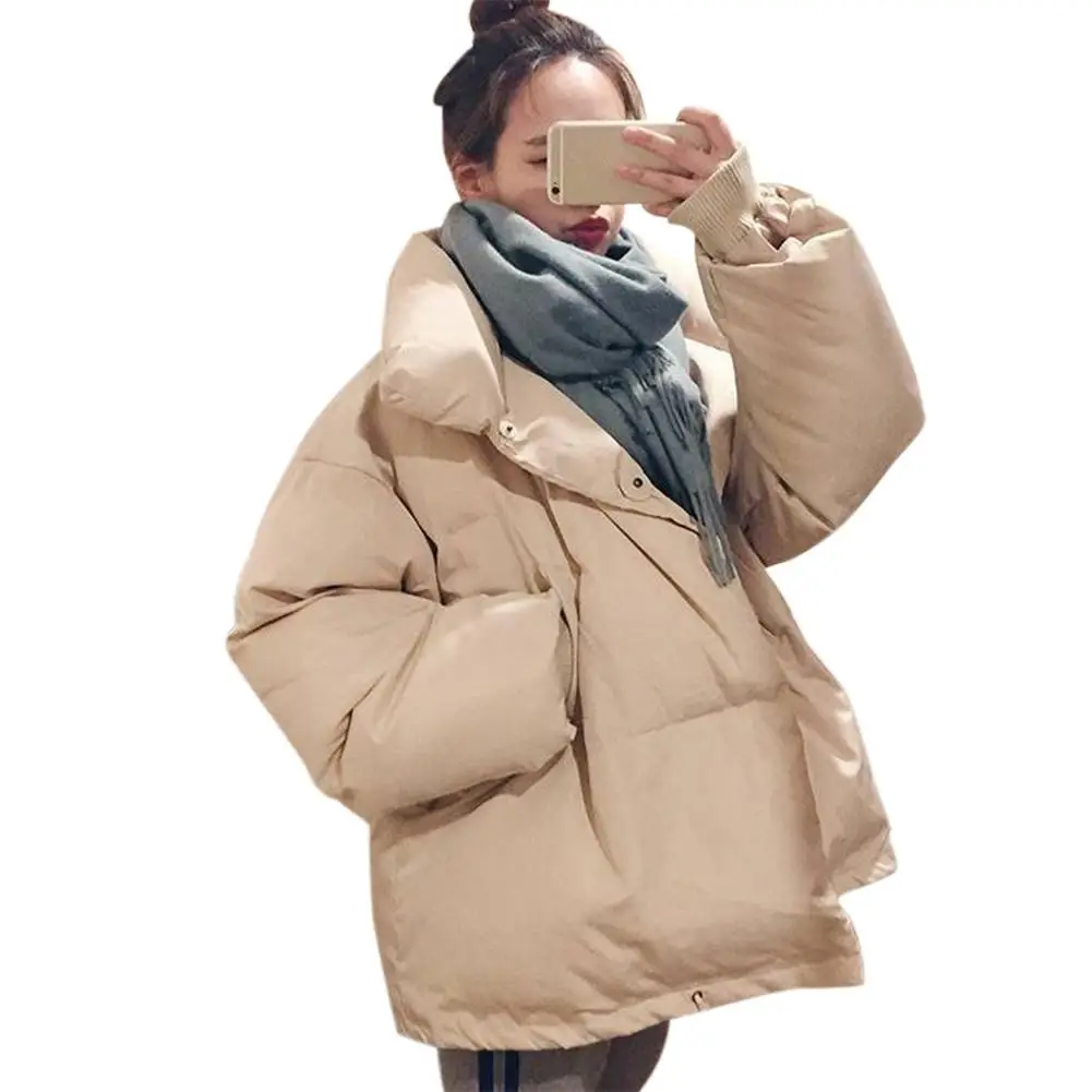 Women Short Coat Personality Pure Color Popular Polyester Long Sleeves Loose Outfit Stand Collar Cotton Padded Warm Outwear
Women Short Coat Personality Pure Color Popular Polyester Long Sleeves Loose Outfit Stand Collar Cotton Padded Warm Outwear