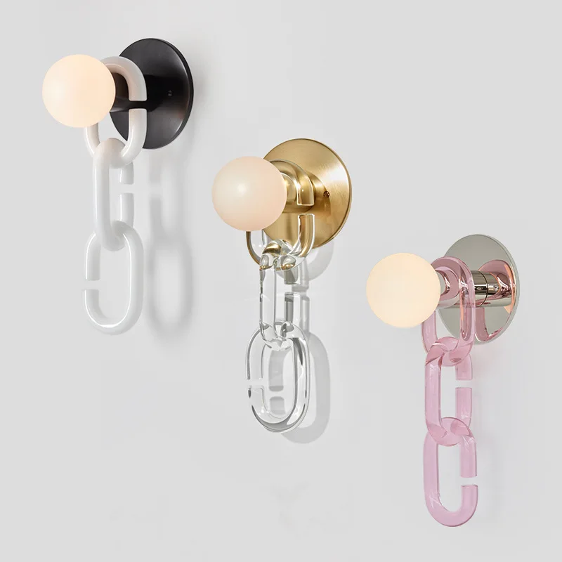 Nordic Chain Shape glass ball LED Wall Lamp Bedroom Bedside Wall Light Living Room Study Cloakroom Art Decor lock chain Fixtures
Nordic Chain Shape glass ball LED Wall Lamp Bedroom Bedside Wall Light Living Room Study Cloakroom Art Decor lock chain Fixtures