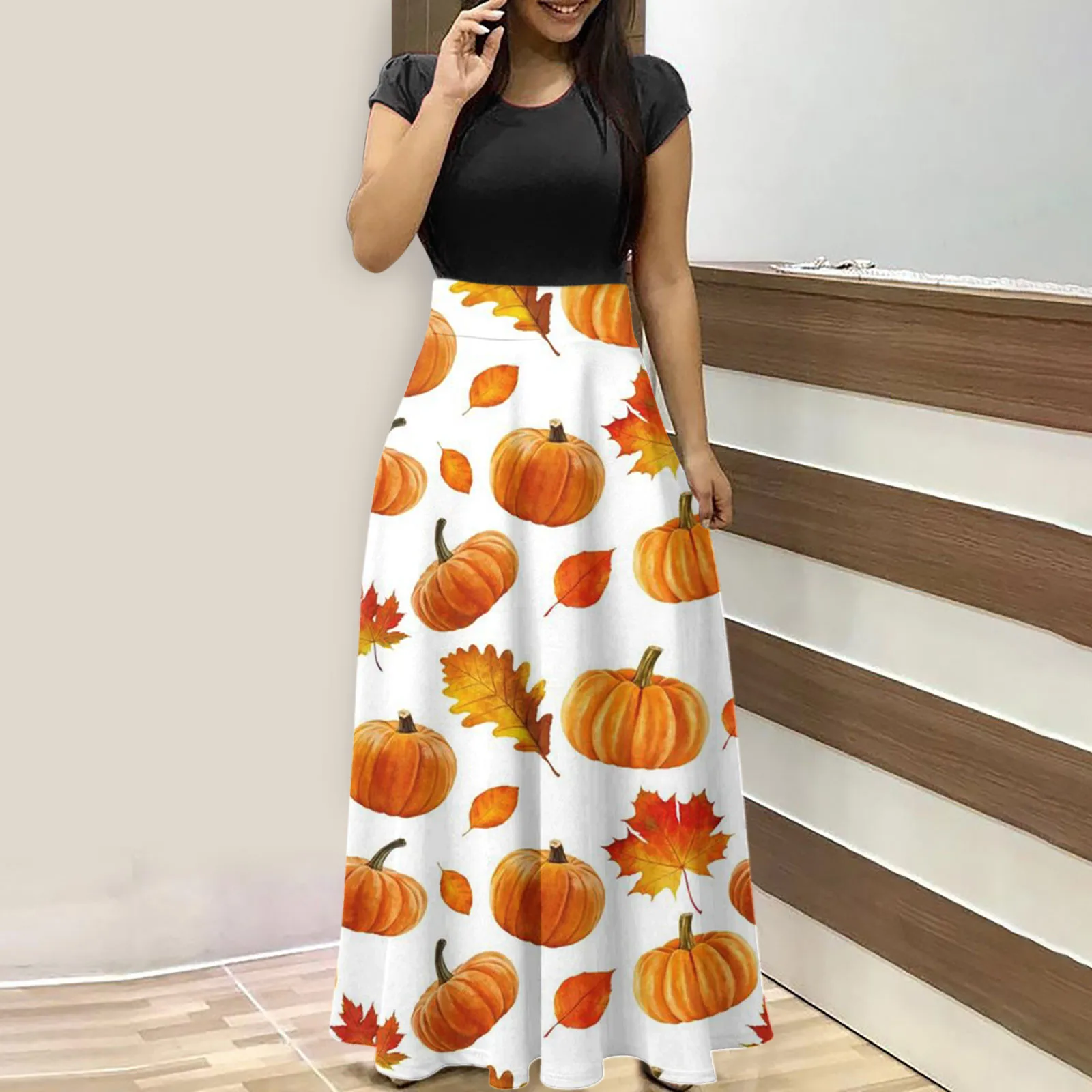 Women Sexy Short Sleeve Pumpkin Print Cocktail Party Elegant Casual Fashion Evening Party Long Dress Dress Casual Women 2017
Women Sexy Short Sleeve Pumpkin Print Cocktail Party Elegant Casual Fashion Evening Party Long Dress Dress Casual Women 2017