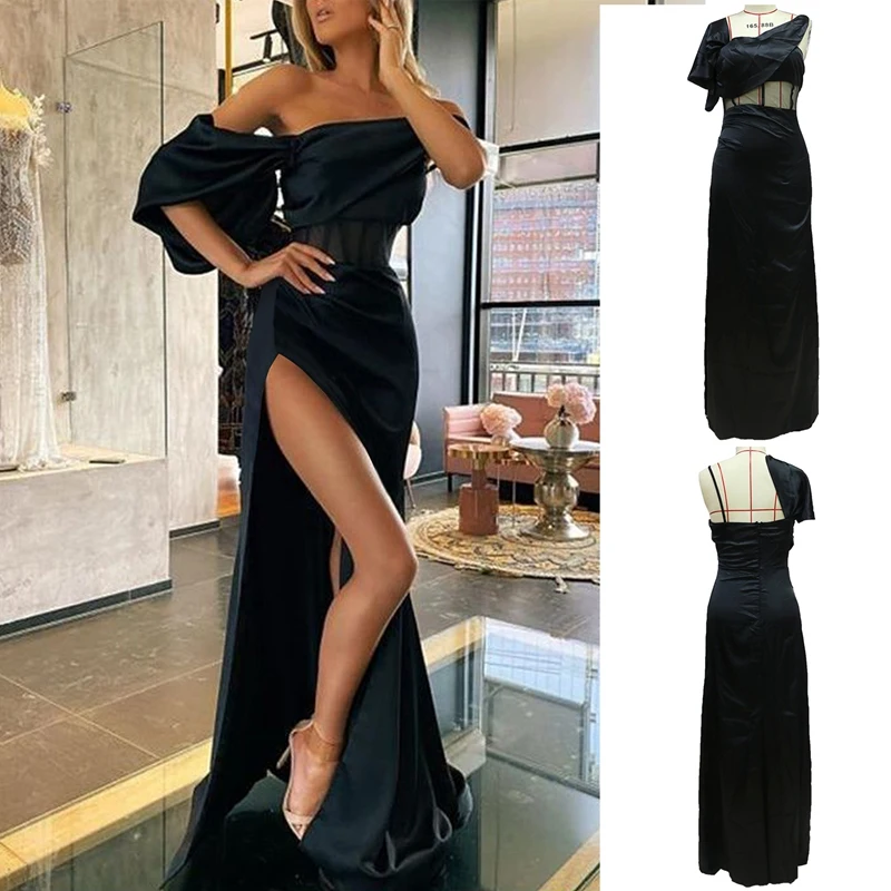 Women's Sexy Elegant Solid Color Dress Long Sleeve Wrap Slit Front Full Maxi Dress Evening Dress
Women's Sexy Elegant Solid Color Dress Long Sleeve Wrap Slit Front Full Maxi Dress Evening Dress