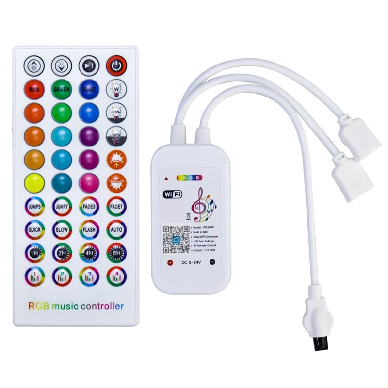 1 Set 40 Keys Remote Control+Wifi LED Controller DC5-24V APP Control Music Sync RGB IR RF For 5050 RGB LED Light Strip
1 Set 40 Keys Remote Control+Wifi LED Controller DC5-24V APP Control Music Sync RGB IR RF For 5050 RGB LED Light Strip