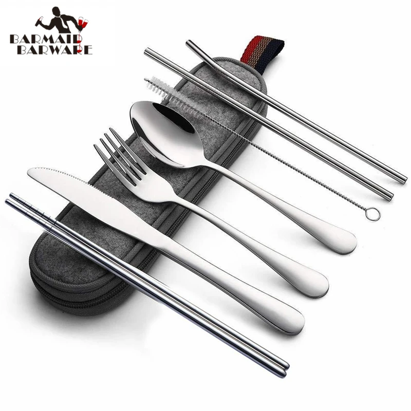 8pcs/set Tableware Reusable Travel Cutlery Set Camp Utensils Set with stainless steel Spoon Fork Chopsticks Straw Portable Case
8pcs/set Tableware Reusable Travel Cutlery Set Camp Utensils Set with stainless steel Spoon Fork Chopsticks Straw Portable Case