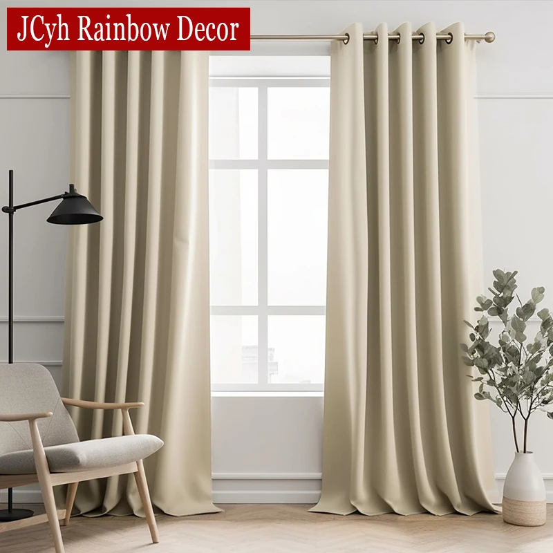 

High Shading Blackout Curtains for Living Room Kids Bedroom Windows Solid Curtain Ready-made Cortinas Door Tende Occultant Decor