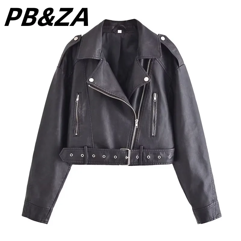 PB&ZA 2023 New Women's Clothing Motorcycle Wind Shoulder Ribbon Decorated Lapel Long-sleeved Faux Leather Jacket 4341816 
PB&ZA 2023 New Women's Clothing Motorcycle Wind Shoulder Ribbon Decorated Lapel Long-sleeved Faux Leather Jacket 4341816