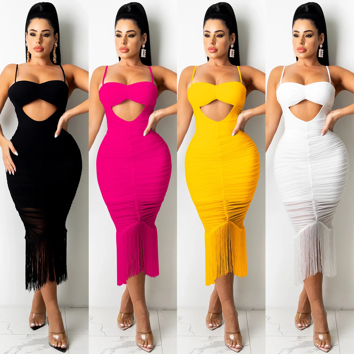 X5225 Women's Dress Fashion Sexy Party Evening Dress Solid Color Sling Halter Wrap Chest Cutout Ruffled Fringe Dress Nightclub
X5225 Women's Dress Fashion Sexy Party Evening Dress Solid Color Sling Halter Wrap Chest Cutout Ruffled Fringe Dress Nightclub