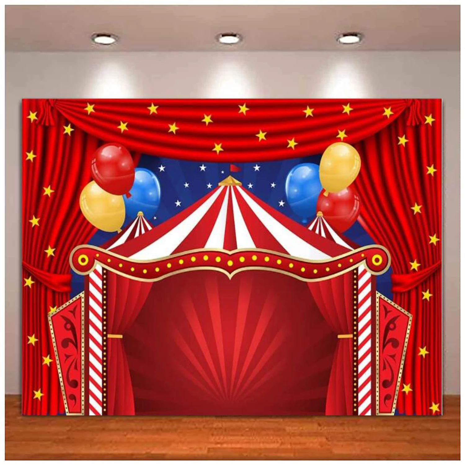Big Top Circus Party Photography Backdrop Carousel Red Tent Baby Shower Birthday Background Curtain Stars Balloon Cake Decor
Big Top Circus Party Photography Backdrop Carousel Red Tent Baby Shower Birthday Background Curtain Stars Balloon Cake Decor