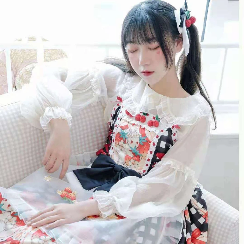 Japanese Kawaii Sailor Collar Lolita Blouses Women Sweet Lace Chiffon JK Shirts Soft Girl Preppy Style Long Sleeve Sunscreen Top
Japanese Kawaii Sailor Collar Lolita Blouses Women Sweet Lace Chiffon JK Shirts Soft Girl Preppy Style Long Sleeve Sunscreen Top