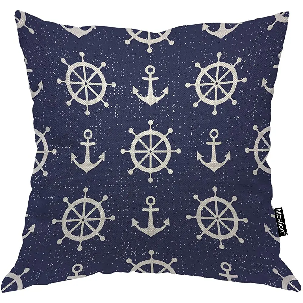 Moslion Anchor 18x18 Inch Pillow Case Nautical Ocean Sea Navy Blue Steering Wheel Sailor Decorative Throw Pillow Cover Square
Moslion Anchor 18x18 Inch Pillow Case Nautical Ocean Sea Navy Blue Steering Wheel Sailor Decorative Throw Pillow Cover Square