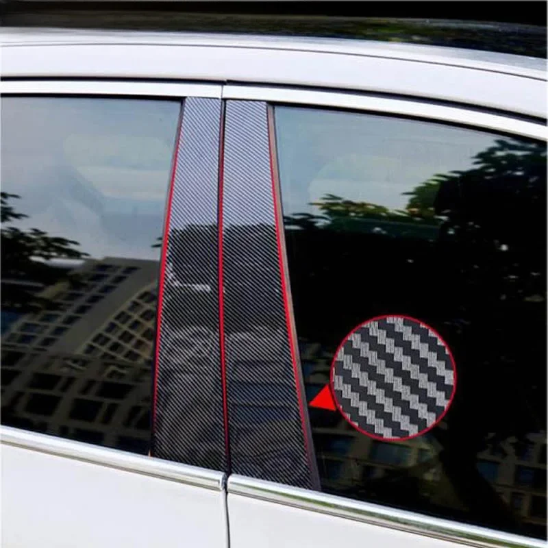 

8Pcs Carbon Fiber Black Pillar Posts Stickers Fit For Toyota Prius 2016-2021 2022 Car Door Window Exterior Trim Cover Decoration