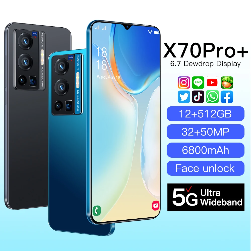 2022 X70pro+ 5G Smartphone Global Version 6.7 Inch 6000mAh Android Celular 16+512GB 24+48MP Unlocked Cell Phone Mobile Phone
2022 X70pro+ 5G Smartphone Global Version 6.7 Inch 6000mAh Android Celular 16+512GB 24+48MP Unlocked Cell Phone Mobile Phone