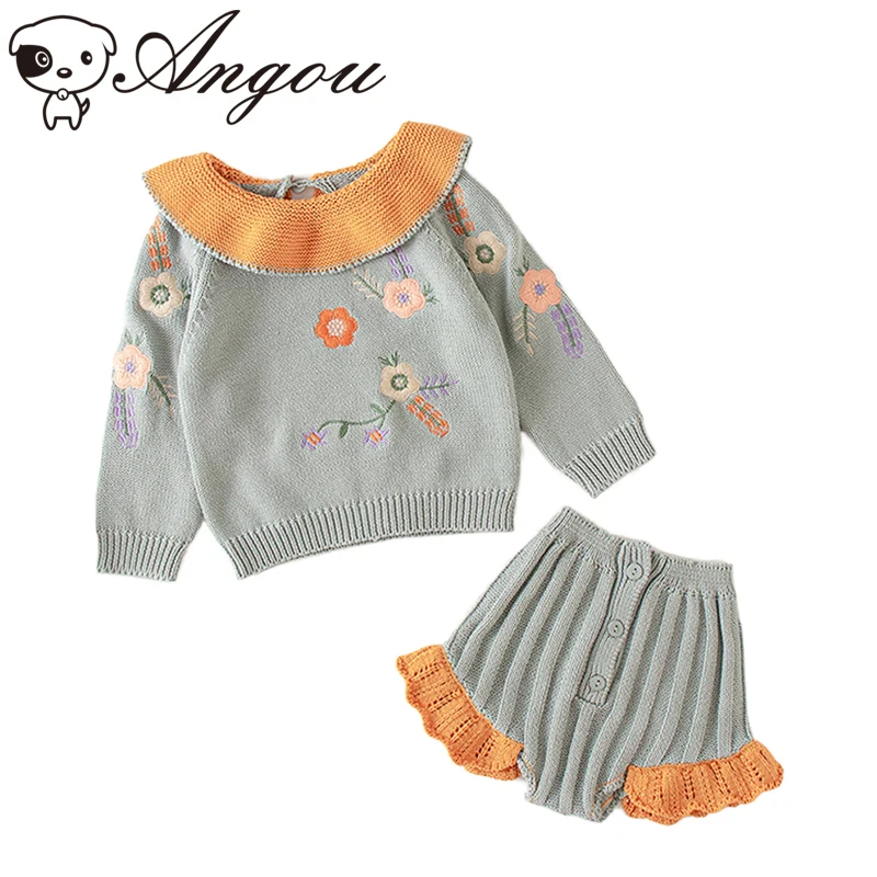 Angou Embroidered Baby Girl Flowers Suit Knitted Sweater + Shorts Suit 2pcs Infant Baby Girls Spring Autumn Knitted Warm Clothes 
Angou Embroidered Baby Girl Flowers Suit Knitted Sweater + Shorts Suit 2pcs Infant Baby Girls Spring Autumn Knitted Warm Clothes