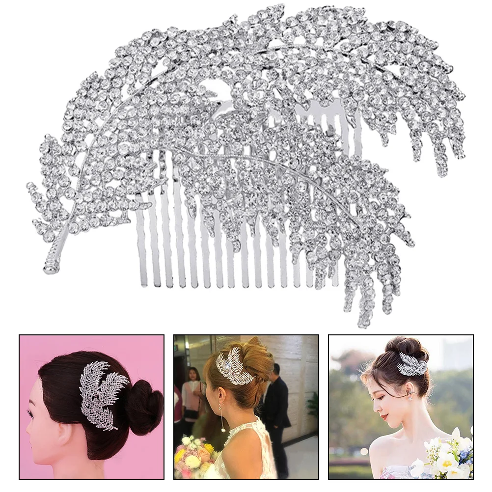 

Wedding Hairpin Bride Combs Leaf Shiny Accessories Exquisite Decorative Clips Head Pieces Brides