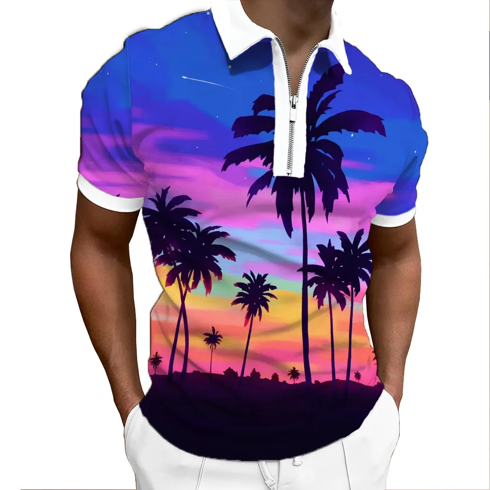 Hawaiian Men's Polo, Golf Printed T-shirt, Zippered Short Sleeves, High-quality Jersey, Summer
Hawaiian Men's Polo, Golf Printed T-shirt, Zippered Short Sleeves, High-quality Jersey, Summer