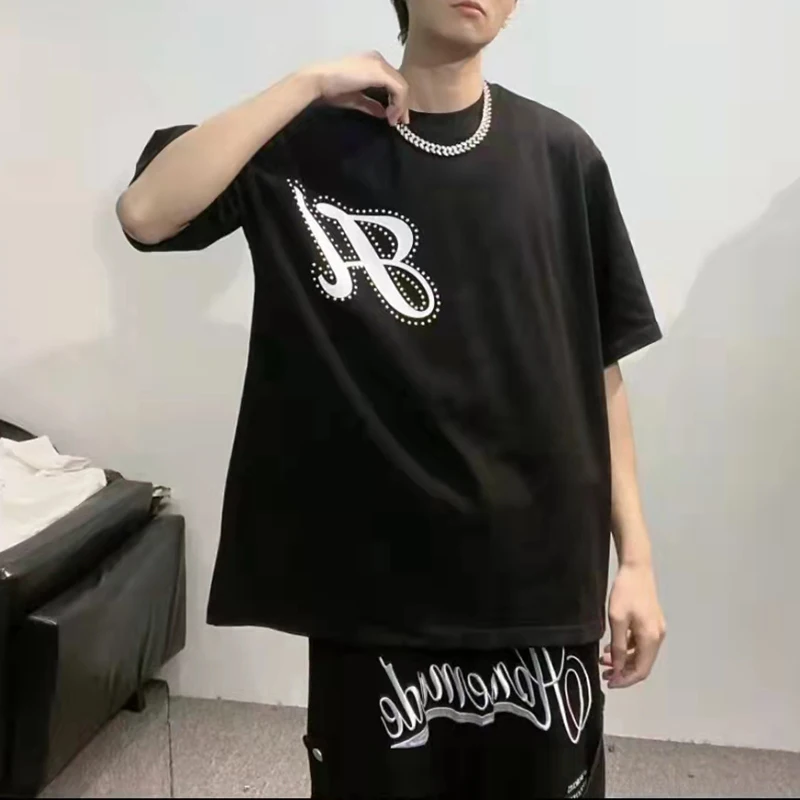 Men and Women Streetwear Cotton Round Neck Summer Top Tees Pearl Embroidery Letter White Black Short Sleeve T Shirt Harajuku
Men and Women Streetwear Cotton Round Neck Summer Top Tees Pearl Embroidery Letter White Black Short Sleeve T Shirt Harajuku
