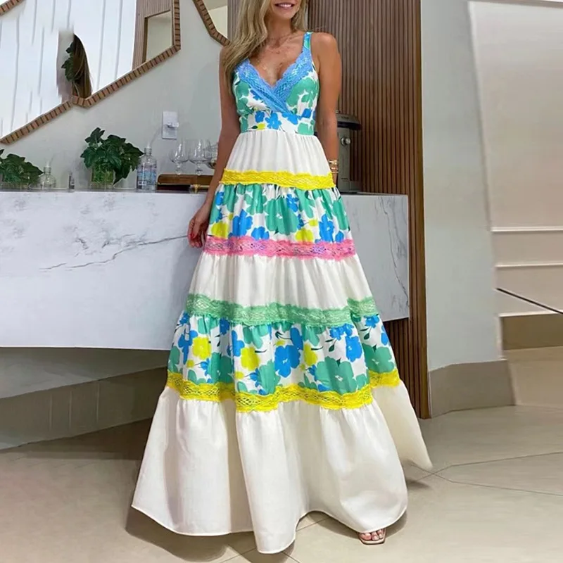 Runway Summer Vintage Patchwork Lace Hollow Out Women Long Dress V Neck Bohemian Beach Straps Stripe Sundress
Runway Summer Vintage Patchwork Lace Hollow Out Women Long Dress V Neck Bohemian Beach Straps Stripe Sundress