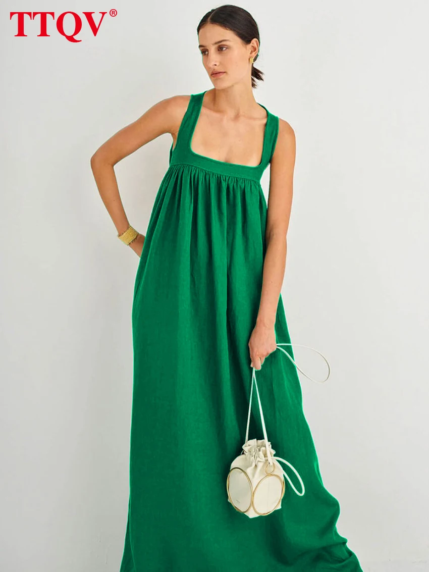 TTQV Fashion Green Braces Womens Dresses 2023 Autumn Square Collar Loose Sleeveless Dresses Casual Floor-Length Dress Streetwear
TTQV Fashion Green Braces Womens Dresses 2023 Autumn Square Collar Loose Sleeveless Dresses Casual Floor-Length Dress Streetwear