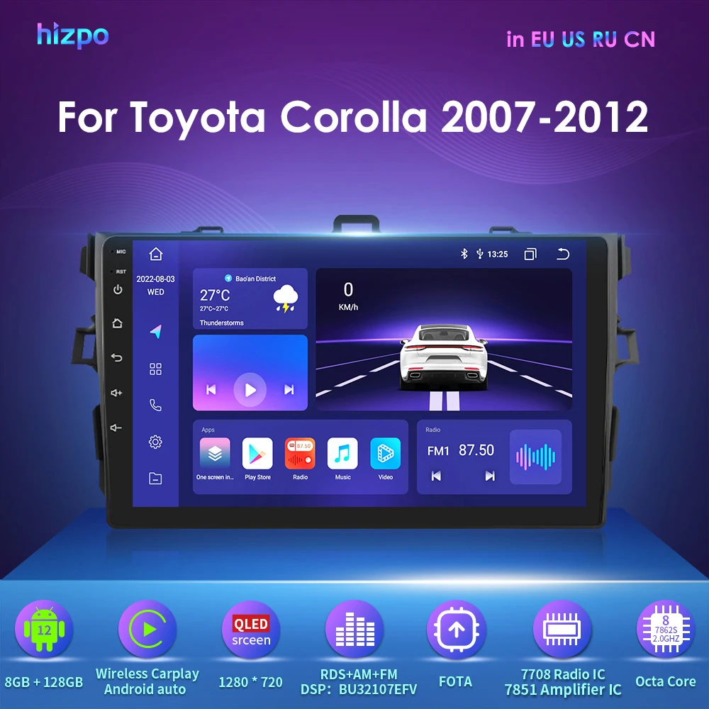 Android Auto CarPlay Car Automotive Video Radio For Toyota Corolla 2007-2011 Multimedia GPS 2din Stereo DSP SWC TPMS Cam Dash BT
Android Auto CarPlay Car Automotive Video Radio For Toyota Corolla 2007-2011 Multimedia GPS 2din Stereo DSP SWC TPMS Cam Dash BT