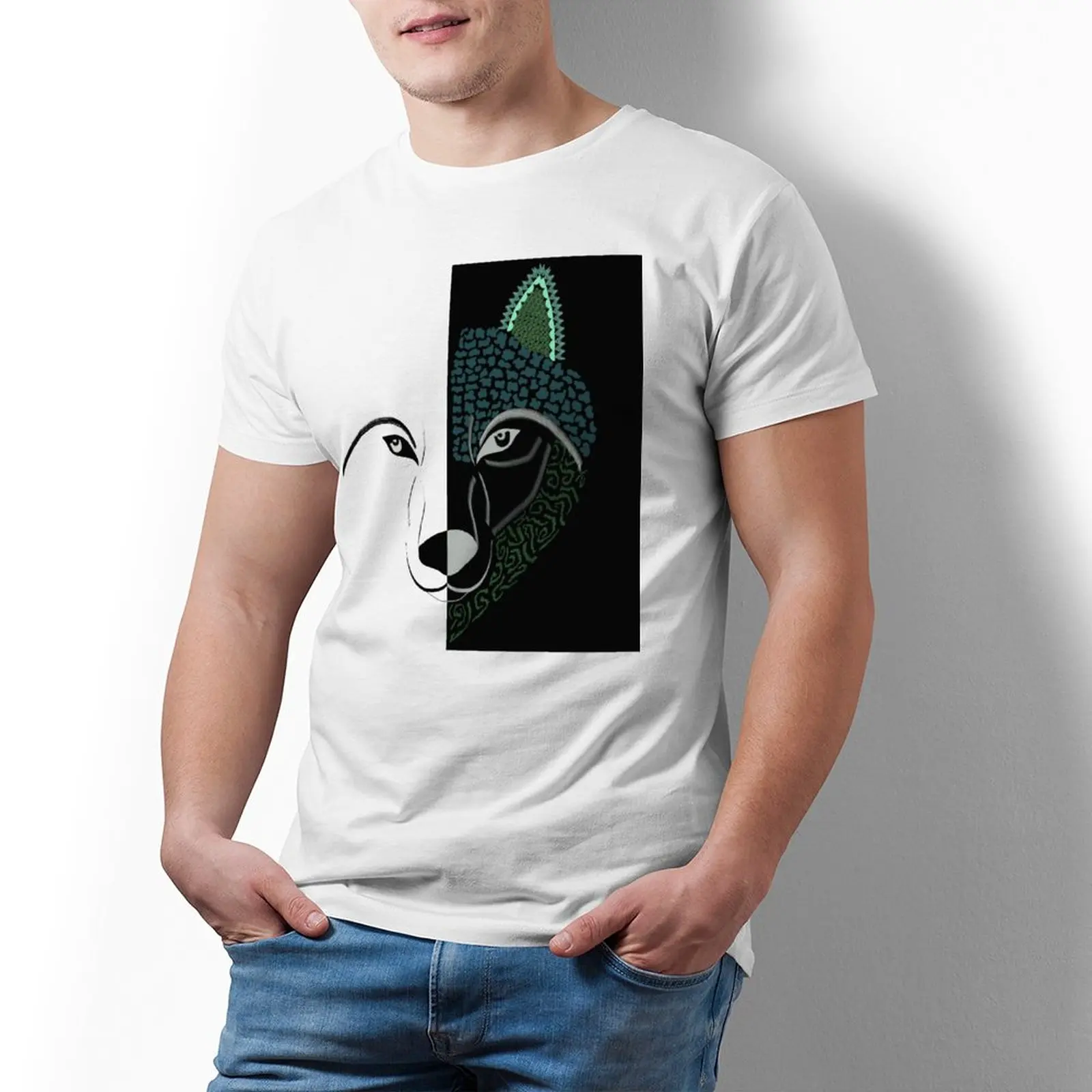 Wolf Face Yingyang T Shirt Black Mens Streetwear T-Shirt Big Printed Cotton Tee Shirt
Wolf Face Yingyang T Shirt Black Mens Streetwear T-Shirt Big Printed Cotton Tee Shirt