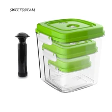 Vacuum Container3 Size Set Eco-friendly Square Plastic Vacuum Air Tighten Food Storage Large Container With Pump Sealed Silicone