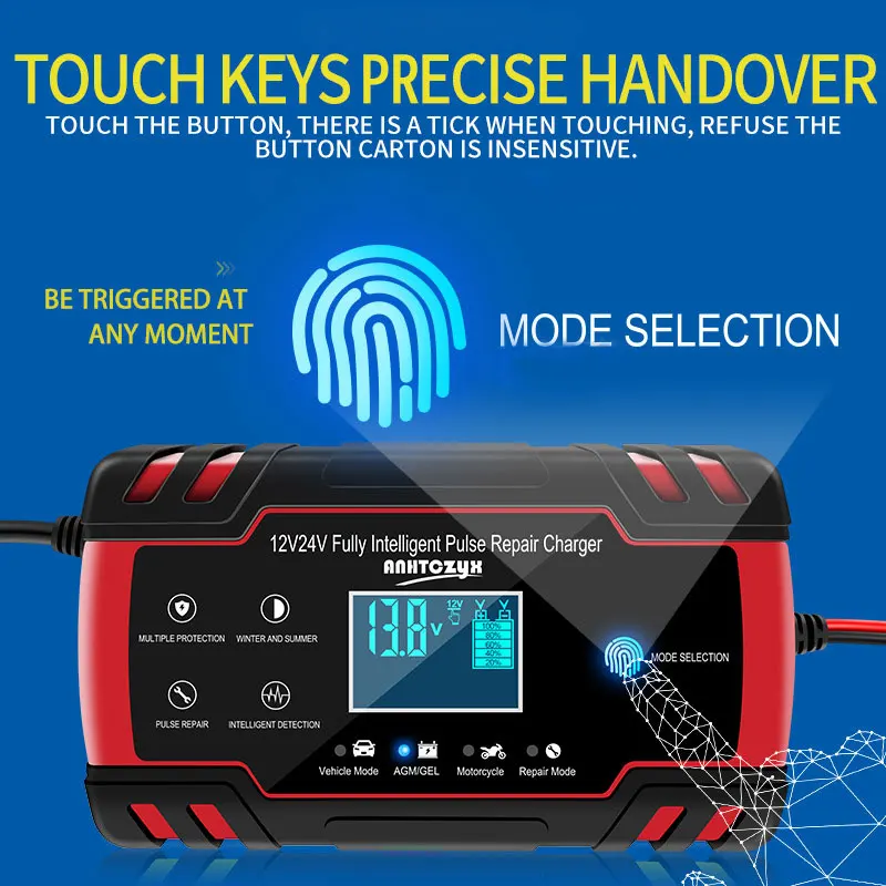 Battery Charger 12v 24V 8A Pulse Repair LCD Display Smart Fast Charge AGM Deep Cycle GEL Lead-Acid Automatic Car Battery Charger
Battery Charger 12v 24V 8A Pulse Repair LCD Display Smart Fast Charge AGM Deep Cycle GEL Lead-Acid Automatic Car Battery Charger