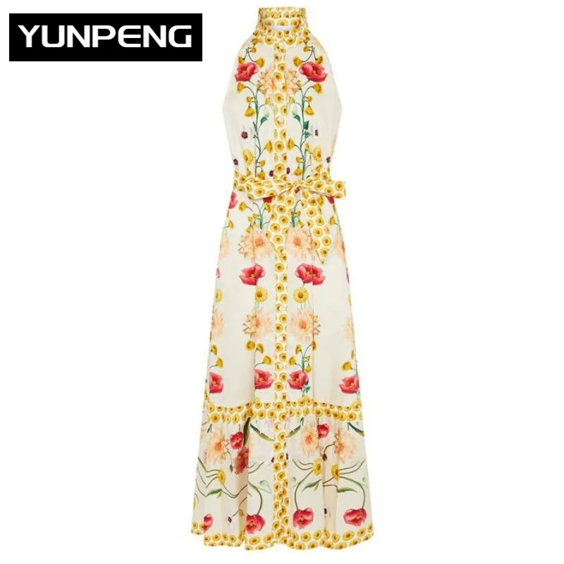 Sleeveless Long Dress For Women Halter High Waist Hit Color Print Spliced Split Thigh Casual Fashion Dresses Female Clothes 2023
Sleeveless Long Dress For Women Halter High Waist Hit Color Print Spliced Split Thigh Casual Fashion Dresses Female Clothes 2023