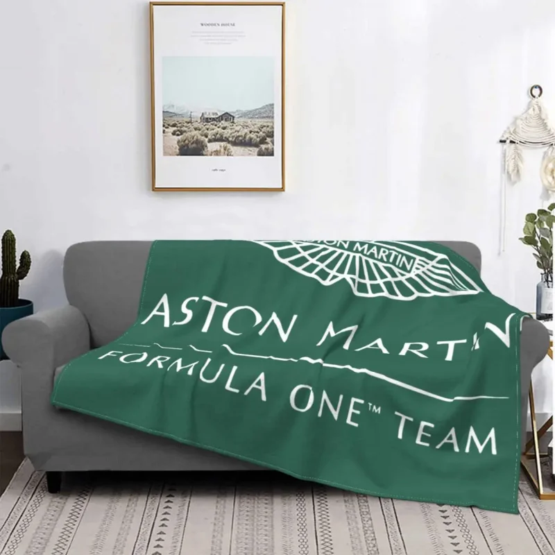 

Aston Martin F1 Blankets Flannel Spring/Autumn Formula One Team Portable Soft Throw Blankets for Bed Travel Rug Piece