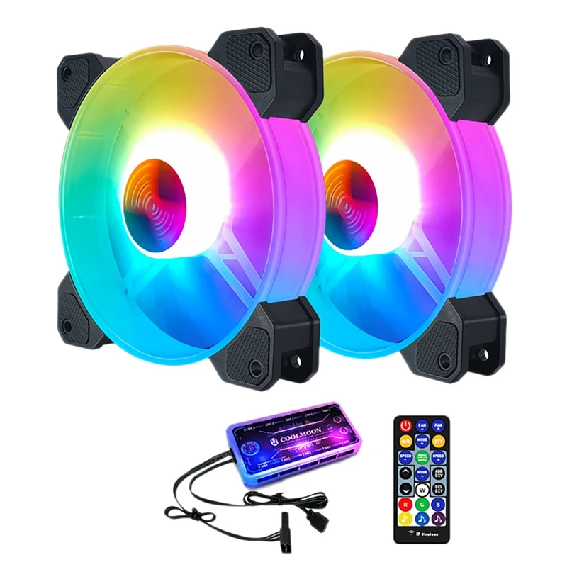 COOLMOON RGB Fans 120Mm Silent Computer Fan RGB Color Changing LED Fan With Remote Control Music Rhythm Sync 2 Set
COOLMOON RGB Fans 120Mm Silent Computer Fan RGB Color Changing LED Fan With Remote Control Music Rhythm Sync 2 Set