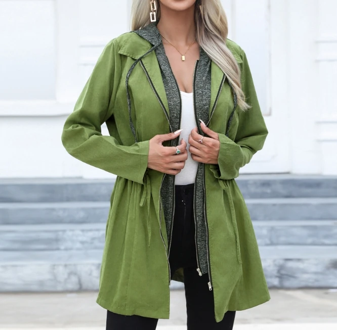 Fashion Women's Trench Coat 2023 Autumn Winter Casual Waist Wrapped Double Zipper Contrast Coat Midi Long Sleeved Hooded Coat
Fashion Women's Trench Coat 2023 Autumn Winter Casual Waist Wrapped Double Zipper Contrast Coat Midi Long Sleeved Hooded Coat