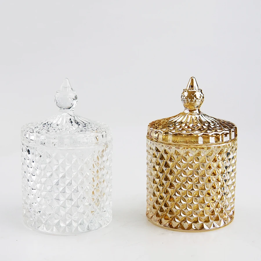 Modern Diamond Glass Candy Jar Scented Candle Bottle Transparent Glass Jewelry Jar Storage Box Sundries Box Container Decoration
Modern Diamond Glass Candy Jar Scented Candle Bottle Transparent Glass Jewelry Jar Storage Box Sundries Box Container Decoration