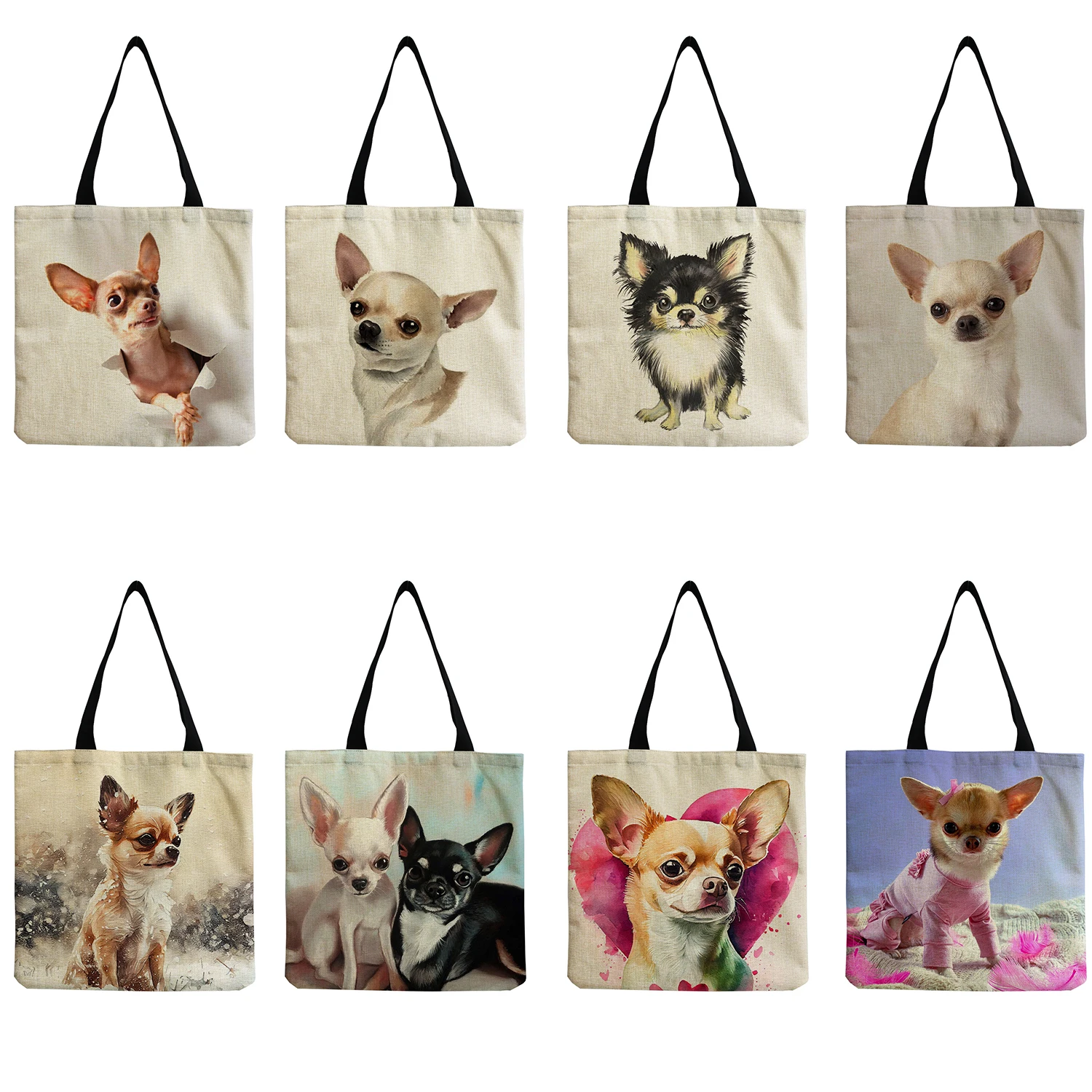 Women Shoulder Bag High Capacity Portable Cute Chihuahua Print Handbags Tote Casual Cartoon Animal Pattern Shopping Bags Custom
Women Shoulder Bag High Capacity Portable Cute Chihuahua Print Handbags Tote Casual Cartoon Animal Pattern Shopping Bags Custom