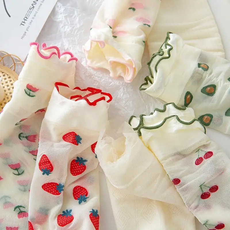 2022 Summer crystal socks Strawberry avocado lovely thin princess wind flounces socks Korea fashion transparent socks
2022 Summer crystal socks Strawberry avocado lovely thin princess wind flounces socks Korea fashion transparent socks