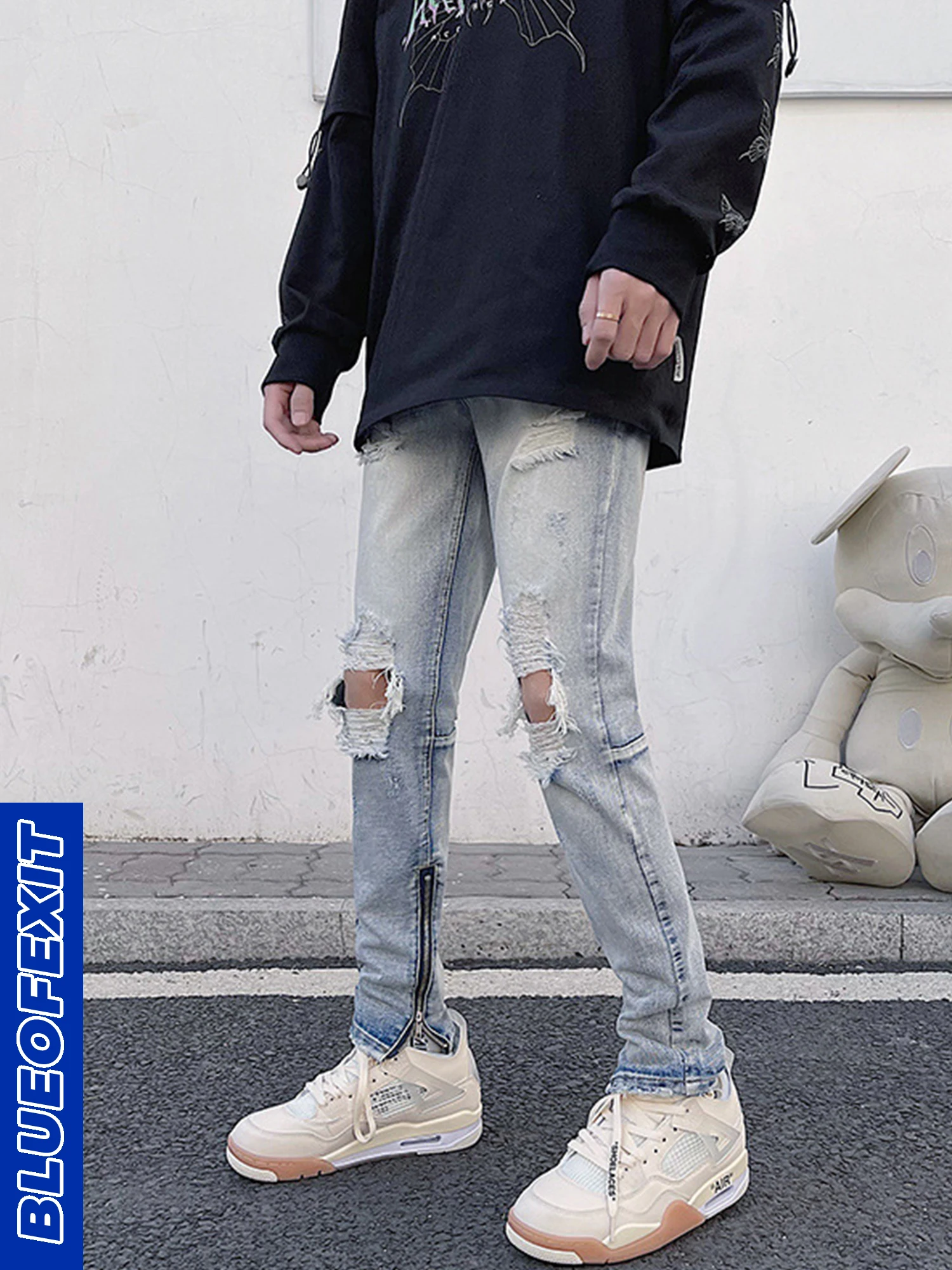 BLUEOFEXIT Europe and America High Street Washed Jeans Men ins Fashion Hole Retro Aging Treatment Slim Fit Straight Trousers
BLUEOFEXIT Europe and America High Street Washed Jeans Men ins Fashion Hole Retro Aging Treatment Slim Fit Straight Trousers