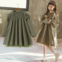 Korean Childrens Clothing 2023 Summer Toddler Girl Dresses Teenager Girl Dress long Sleeve Dresses Junior Girl One-piece Dress
