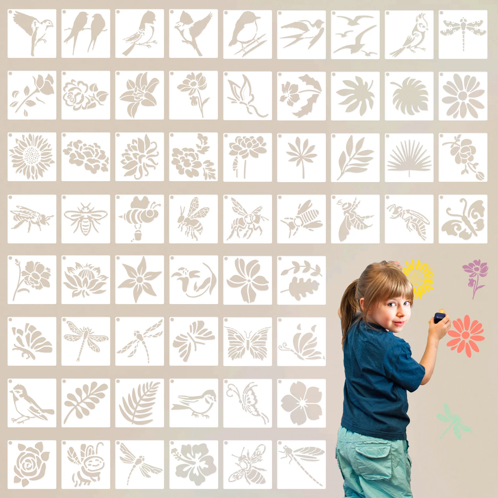 60 Pcs Painting Stencils on Wood Canvas Reusable Stencil Art Template Assorted Drawing Templates Decorative Bird Floral Stencils
60 Pcs Painting Stencils on Wood Canvas Reusable Stencil Art Template Assorted Drawing Templates Decorative Bird Floral Stencils
