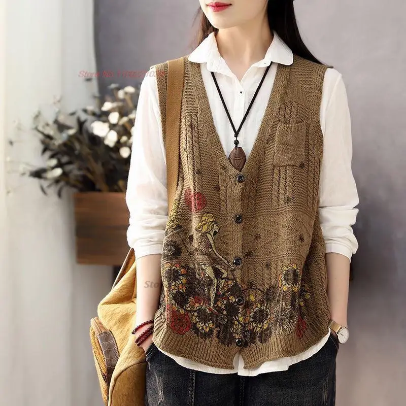 Винтажный китайский жилет 2023, этнический жилет с национальным цветочным принтом, вязаный крючком жилет с вырезами в китайском стиле, куртка без рукавов, жилет
Винтажный китайский жилет 2023, этнический жилет с национальным цветочным принтом, вязаный крючком жилет с вырезами в китайском стиле, куртка без рукавов, жилет