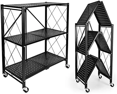 Foldable Metal Heavy Duty Storage Shelving Unit with Wheels, Organizer Shelves for Garage Kitchen Holds up to 750 lbs Capacity,
Foldable Metal Heavy Duty Storage Shelving Unit with Wheels, Organizer Shelves for Garage Kitchen Holds up to 750 lbs Capacity,