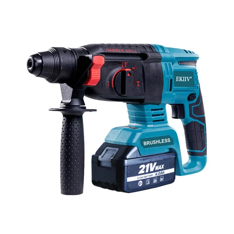 EKIIV Wholesale Portable SDS 21V Cordless Brushless Rotary Hammer Drill For Wood Stone Metal Concrete With Rechargeable Battery
EKIIV Wholesale Portable SDS 21V Cordless Brushless Rotary Hammer Drill For Wood Stone Metal Concrete With Rechargeable Battery