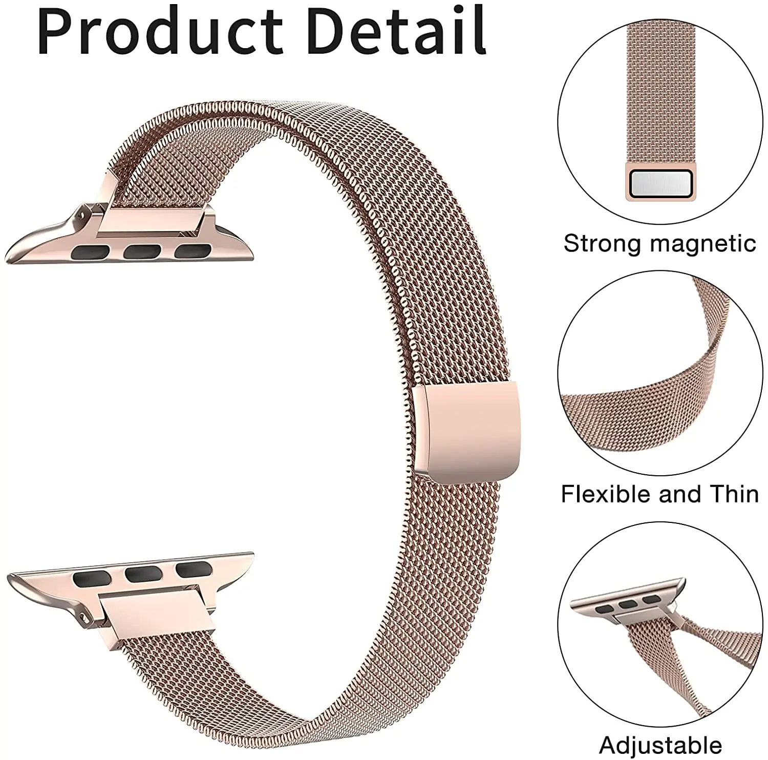 Magnetic Loop Strap For Apple watch Band 40mm 44mm 45mm 41mm 42mm 38mm Slim Stainless steel bracelet iWatch series 3 4 5 6 se 7 |