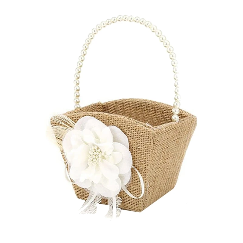 Flower Girl Basket Rustic Burlap For Vintage Rustic Wedding Party Flower Basket With Pearl Handle
Flower Girl Basket Rustic Burlap For Vintage Rustic Wedding Party Flower Basket With Pearl Handle