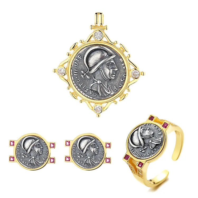 MES ZFSILVER S925 Silver Fashion Mars Retro Gold Ancient Coin Set Earring Ring Pendant Without Chain Women Wedding Jewelry Gifts
MES ZFSILVER S925 Silver Fashion Mars Retro Gold Ancient Coin Set Earring Ring Pendant Without Chain Women Wedding Jewelry Gifts