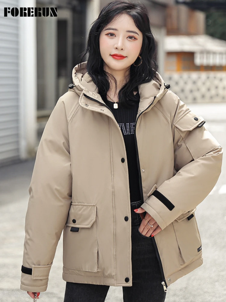 FORERUN Parkas Women Winter 2022 Hooded Puffer Jacket Matte Warm Cotton Padded Coat Fashion Elegant Outerwear Female Snow Coat
FORERUN Parkas Women Winter 2022 Hooded Puffer Jacket Matte Warm Cotton Padded Coat Fashion Elegant Outerwear Female Snow Coat