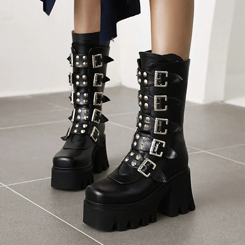Brand Design Big Size 43 Black Gothic Style Cool Punk Motorcycles Boots Female Platform Wedges High Heels Calf Boots Women Shoes
Brand Design Big Size 43 Black Gothic Style Cool Punk Motorcycles Boots Female Platform Wedges High Heels Calf Boots Women Shoes