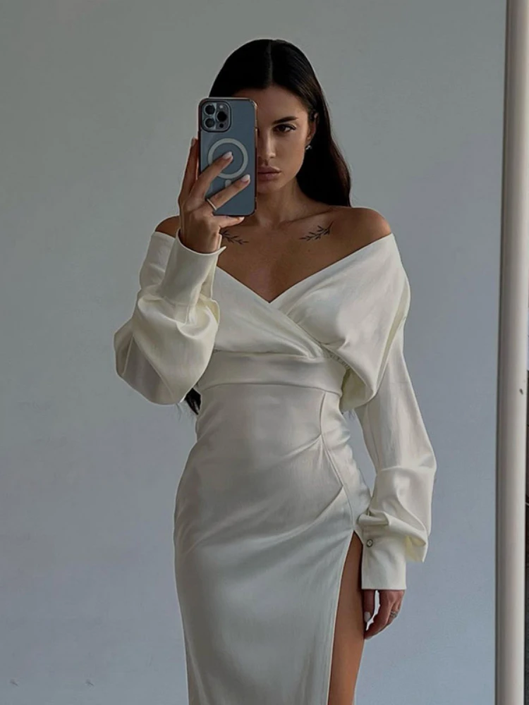 Autumn Winter Elegant Midi Dress V Neck High Split Bodycon Dress Long Sleeve Luxury Party Evening Holiday Dresses for Women 2023
Autumn Winter Elegant Midi Dress V Neck High Split Bodycon Dress Long Sleeve Luxury Party Evening Holiday Dresses for Women 2023