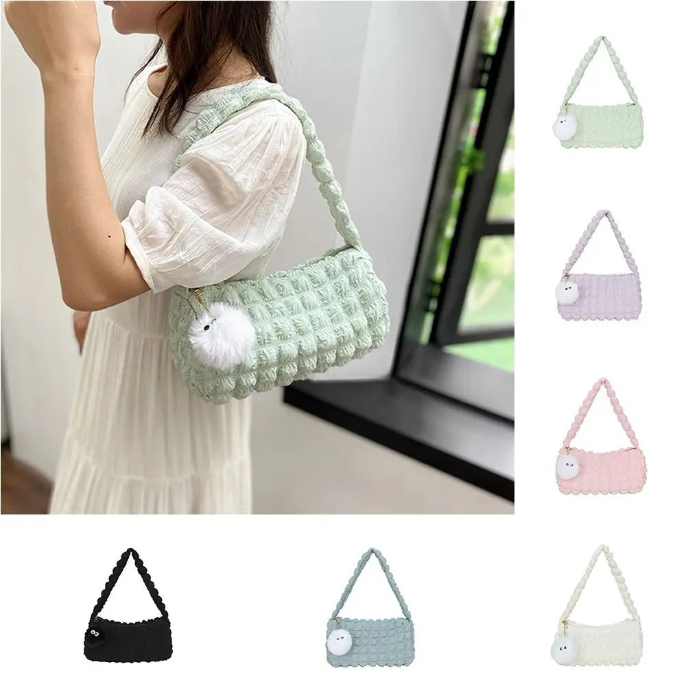 

Клетчатая сумка через плечо в форме облака, милая вместительная сумочка в Корейском стиле для подмышек, однотонная плиссированная пузырьковая сумка для девушек
